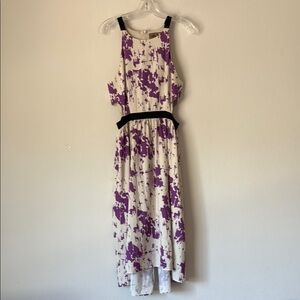 Karen Zambos Abstract High-Low Dress in Purple and White